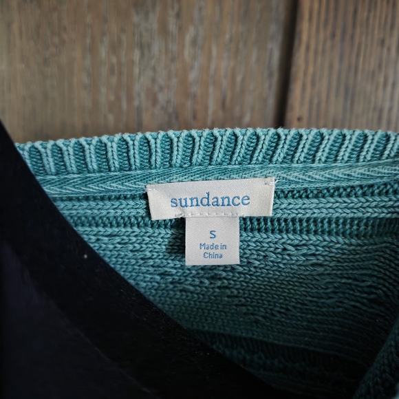 LAST CHANCE Sundance Cable Knit Teal Patterned Sweater - Picture 3 of 4
